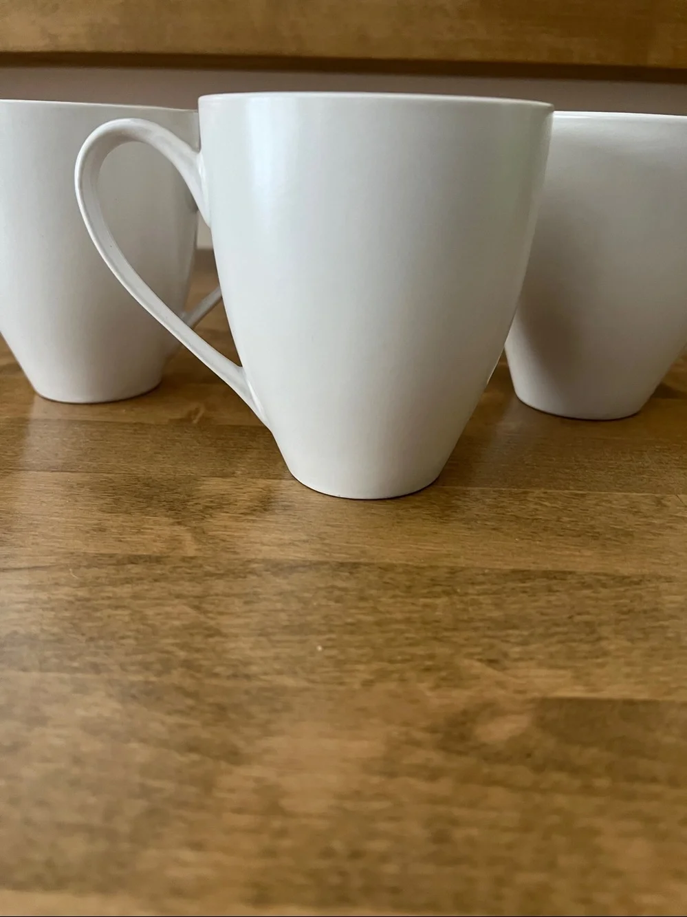 West Elm Ivory Ceramic Mugs with Deep Blue Crackle Fade Interior - Set/4